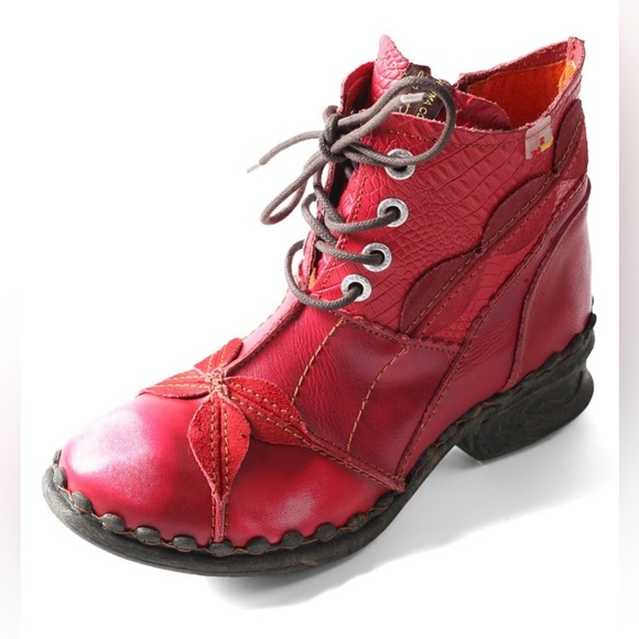 TMA Eyes Women’s Red Washed Layered Leather Duck Boot Size 42 (8) - Picture 3 of 7